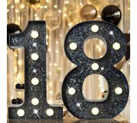 Números LED decorativos de 22,4 cm con purpurina para decoración de cumpleaños número 18 para fiestas, bodas, aniversarios