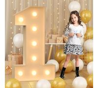 Números LED gigantes de 70 cm - 2,3 pies con luz, Número 1, Letrero de marquesina de mosaico con luz LED, lámparas de números LED para San Valentín, cumpleaños, Navidad, Año Nuevo