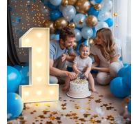 Números Luminosos de 90 cm, Amarillo, Decoraciones de 1 Año, Decoraciones de Cumpleaños, Número Grande con LED, Decoraciones de Fiesta de Boda de 1 Aniversario, Números Luminosos Gigantes de