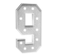 Números Luz Blanca Fría,Decoración Fiesta Números Luz Carpa Grande Con Pistola Pegamento Caliente Y Soporte For Telón Fondo Decoración Pared Bar Fiesta Bodas(Number 9,4FT White)