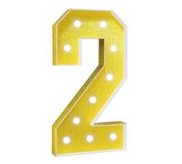 Números Luz Blanca Fría,Decoración Fiesta Números Luz Carpa Grande Con Pistola Pegamento Caliente Y Soporte For Telón Fondo Decoración Pared Bar Fiesta Bodas(Number 2,2FT Gold)