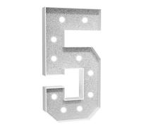 Números Luz Blanca Fría,Decoración Fiesta Números Luz Carpa Grande Con Pistola Pegamento Caliente Y Soporte For Telón Fondo Decoración Pared Bar Fiesta Bodas(Number 5,2FT White)