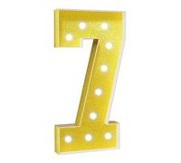 Números Luz Blanca Fría,Decoración Fiesta Números Luz Carpa Grande Con Pistola Pegamento Caliente Y Soporte For Telón Fondo Decoración Pared Bar Fiesta Bodas(Number 7,2FT Gold)