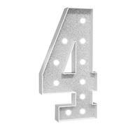 Números Luz Blanca Fría,Decoración Fiesta Números Luz Carpa Grande Con Pistola Pegamento Caliente Y Soporte For Telón Fondo Decoración Pared Bar Fiesta Bodas(Number 4,3FT White)