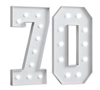 Números luz LED gigantes 70cm/28pulgadas for la fiesta cumpleaños número 18 y 40, lámparas números con letrero iluminado en marquesina for el día San Valentín aniversario(Number 70,White light)
