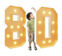 Números luz LED gigantes 70cm/28pulgadas for la fiesta cumpleaños número 18 y 40, lámparas números con letrero iluminado en marquesina for el día San Valentín aniversario(Number 80,Warm light)