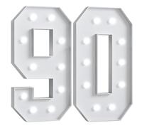 Números luz LED gigantes 70cm/28pulgadas for la fiesta cumpleaños número 18 y 40, lámparas números con letrero iluminado en marquesina for el día San Valentín aniversario(Number 90,White light)