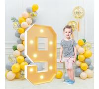 Números luz LED gigantes 70cm/28pulgadas for la fiesta cumpleaños número 18 y 40, lámparas números con letrero iluminado en marquesina for el día San Valentín aniversario(Number 9,Warm light)