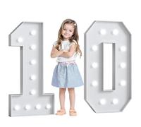 Números luz LED gigantes 70cm/28pulgadas for la fiesta cumpleaños número 18 y 40, lámparas números con letrero iluminado en marquesina for el día San Valentín aniversario(Number 10,White light)