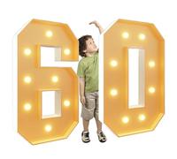 Números luz LED gigantes 70cm/28pulgadas for la fiesta cumpleaños número 18 y 40, lámparas números con letrero iluminado en marquesina for el día San Valentín aniversario(Number 60,Warm light)