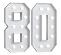 Números luz LED gigantes 70cm/28pulgadas for la fiesta cumpleaños número 18 y 40, lámparas números con letrero iluminado en marquesina for el día San Valentín aniversario(Number 80,White light)