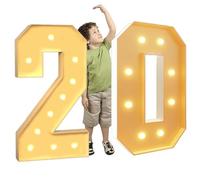 Números luz LED gigantes 70cm/28pulgadas for la fiesta cumpleaños número 18 y 40, lámparas números con letrero iluminado en marquesina for el día San Valentín aniversario(Number 20,Warm light)