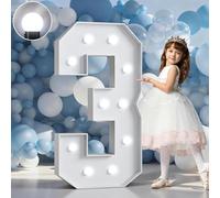 Números luz LED gigantes 70cm/28pulgadas for la fiesta cumpleaños número 18 y 40, lámparas números con letrero iluminado en marquesina for el día San Valentín aniversario(Number 3,White light)