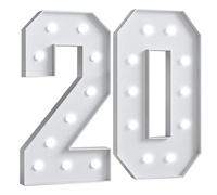 Números luz LED gigantes 70cm/28pulgadas for la fiesta cumpleaños número 18 y 40, lámparas números con letrero iluminado en marquesina for el día San Valentín aniversario(Number 20,White light)