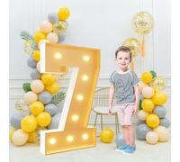 Números luz LED gigantes 70cm/28pulgadas for la fiesta cumpleaños número 18 y 40, lámparas números con letrero iluminado en marquesina for el día San Valentín aniversario(Number 7,Warm light)