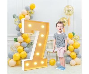 Números luz LED gigantes 70cm/28pulgadas for la fiesta cumpleaños número 18 y 40, lámparas números con letrero iluminado en marquesina for el día San Valentín aniversario(Number 7,Warm light)