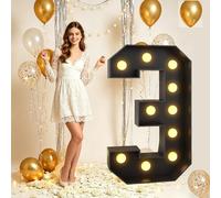 Números marquesina 70/100/120 cm, letras grandes iluminadas negro Cásate conmigo, evento boda, despedida soltera, 18, 1.º 16, fiesta cumpleaños, baby shower, aniversario(Number 3,120cm(4FT))