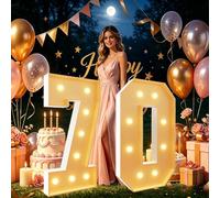 Números marquesina LED iluminados for decoración fiestas Números marquesinas grandes, juego tableros espuma precortados for cumpleaños, graduación, aniversario(70,4FT)
