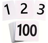 Números Mesa Boda 25/50/100Pcs, Pvc Table Number Cards, Double-Sided,White On Black, Restaurant Decor(White 1-100)