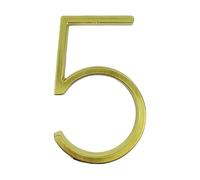 Números metálicos para puertas de casa, Placa flotante dorada con número y letra for dirección de casa, barra oblicua for tablero de puerta exterior de aleación de zinc de 5"(Number 5)
