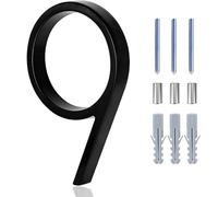 Números modernos para puertas, Letreros numéricos modernos flotantes de aleación zinc 5 pulgadas en color negro for puerta, buzón apartamento, placa dirección con kit clavos(9)