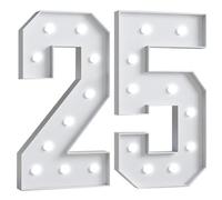 Números mosaico 3.3 pies, marquesina blanca números iluminados for decoración de 18 cumpleaños con luz nocturna LED, marco precortado aniversario boda fiesta decoración de bricolaje(Age 25)