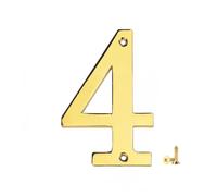 Números para buzones, Bronce y oro los 7x5cm de la aleación del cinc números casa metal con tornillos M2(Gold 4)