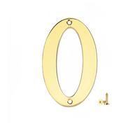 Números para buzones, Bronce y oro los 7x5cm de la aleación del cinc números casa metal con tornillos M2(Gold 0)