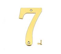 Números para buzones, Bronce y oro los 7x5cm de la aleación del cinc números casa metal con tornillos M2(Gold 7)