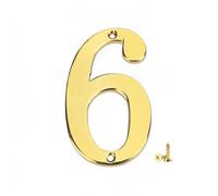 Números para buzones, Bronce y oro los 7x5cm de la aleación del cinc números casa metal con tornillos M2(Gold 6)