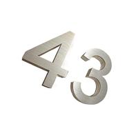 Números para buzones, Números de casa acero inoxidable, 75 mm, plateados, paquete 10 letreros numéricos autoadhesivos(3)