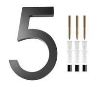 Números Para Casa Exterior Dirección Gran puerta moderna Alfabeto Casa flotante Número Letras Signo # 0-9 Números negros 125 mm 5 en el hogar al aire libre(5)