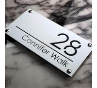 Números para casa exterior personalizados - letrero de número para casa en acrílico con frente blanco/negro y fondo dorado/plata/rosa/negro - corte láser 3D - 28/40/45 cm(Blanco - Negro)