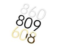 Números para casas autoadhesivos en 3D, Placa de número puerta acrílica autoadhesiva Multicolor 10x6,6 cm Dígitos 0-9(Gold 4)