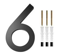 números para la puerta principal, 1 número de casa flotante, letras modernas del alfabeto for puerta, números 3D negros for exteriores, placas dirección for entrada pared(6)