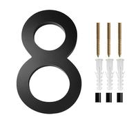 números para la puerta principal, 1 número de casa flotante, letras modernas del alfabeto for puerta, números 3D negros for exteriores, placas dirección for entrada pared(8)