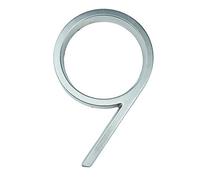 números para la puerta principal, Letrero con número de casa plateado 12 cm, letras del alfabeto 0 al 9, 5 pulgadas, letrero guión y barra, números puerta entrada for exteriores(12cm House Number 9)