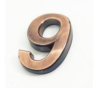 NúMeros Placa Casa Autoadhesivos 3D 5cm 0-9 Letra A-Z Dash Sign NúMero Puerta Color Rojo Bronce Moderno DireccióN DíGitos 3M Adhesiva ABS Galvanoplastia, para BuzóN Hotel Signo GuióN (9)
