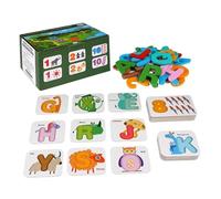 Números y alfabetos tarjetas flash, tarjetas flash de alfabeto para niños pequeños - Números de alfabeto de madera Tarjetas de juego,Suministros de educación en el hogar interactiva para edades de 2 a