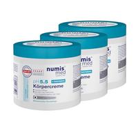 numis med 3 x Pantenol Crema para pieles sensibles 400 ml - Crema corporal pH 5.5 Made in Germany - Crema para la piel sin siliconas, parabenos ni microplásticos - Crema nutritiva, crema Pantenol