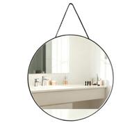 Numjeg Espejo de Pared Redondo Negro de 40CM para Tocador con Cuerda Colgante, Espejo Decorativo Circular para Dormitorio, Baño, Sala de Estar, Decoración del Hogar