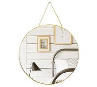 Numjeg Espejos de tocador montados en la pared, espejo de cuerda colgante redondo para baño (40 cm, dorado)
