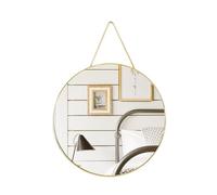 Numjeg Espejos de tocador montados en la pared, espejo de cuerda para colgar en la pared, espejo redondo dorado, espejo decorativo para dormitorio, baño, sala de estar, decoración del hogar, 30 cm