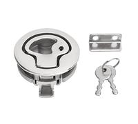 NUMNBE Cerradura para Puerta de Bote 2in, Pestillo de Estilo Redondo en Acero Inoxidable 316, Tirador Empotrado y Cierre Rápido - Alta Resistencia, Protección con Llave, Uso Marino y