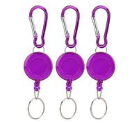 NUMNBE Cuerda de Nylon Retráctil 3PCS, Herramienta Telescópica Anti Pérdida, Mosquetón Compacto y Ligero para Llaves (Púrpura)