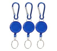 NUMNBE Cuerda de Nylon Retráctil 3PCS, Herramienta Telescópica Anti Pérdida, Mosquetón Compacto y Ligero para Llaves (Azul)