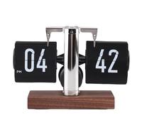 NUMNBE Reloj de Escritorio Flip Mecánico Vintage, 12H, Batería Incorporada, Calendario Automático, Negro - Diseño Retro Minimalista, Fácil Lectura, Ideal para Hogar y Oficina (Negro)