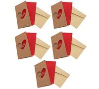 NUMNBE Tarjetas de Felicitación Románticas, 5 Piezas, Patrón de Amor, Papel Kraft, Tamaño 17x10cm - Diseño Elegante, Sobres Incluidos, Ideal para Bodas y Días Especiales (forma de corazon)
