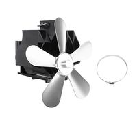 NUMNBE Ventilador de Chimenea Montado en Pared, 5 Aspas, Alimentado por Calor para Estufa de Leña, Plateado - Energía Autónoma, Diseño Eficiente, Ideal para Hogar y Camping (Pago)