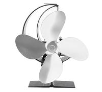 NUMNBE Ventilador para Estufa de Leña, 4 Aspas de Aleación de Aluminio, Circulación Rápida de Calor, Diseño Lunar y Estrella, para Camping y Exterior, Plata - Energía Térmica (Pago)